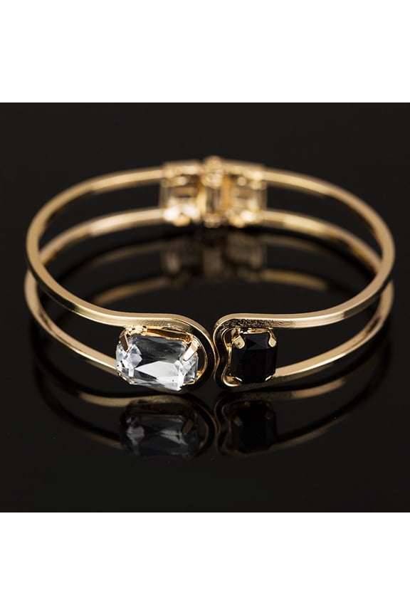 Modern Lady Luxury Golden Tone Rhinestone Charm Bracelet Cuff Bangle Jewelry