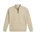 thumbnail image 6 of Tdoqot Mens Waffle Sweatshirt Quarter Zip- Quilted Long Sleeve Casual Fashion Pullover Tops Beige Size S, 6 of 6