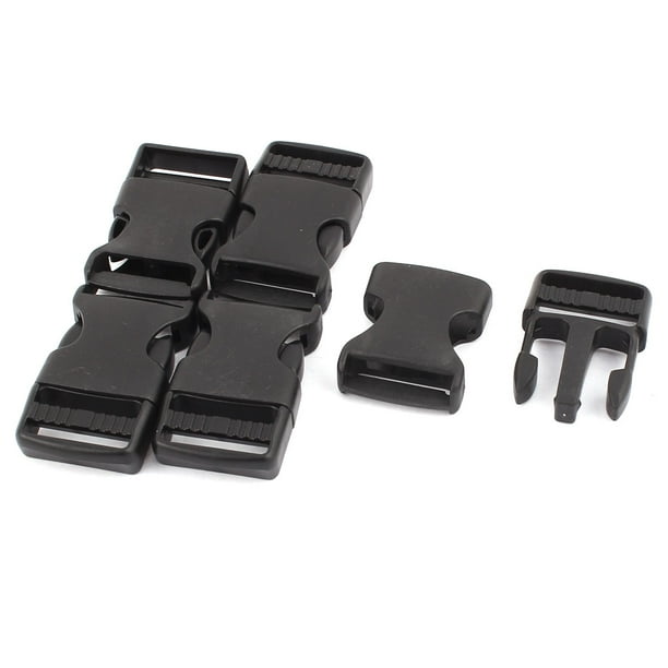 5 piezas de hebilla de liberación rápida de bolsa de plástico negra para banda de correa de 2.5 cm de ancho