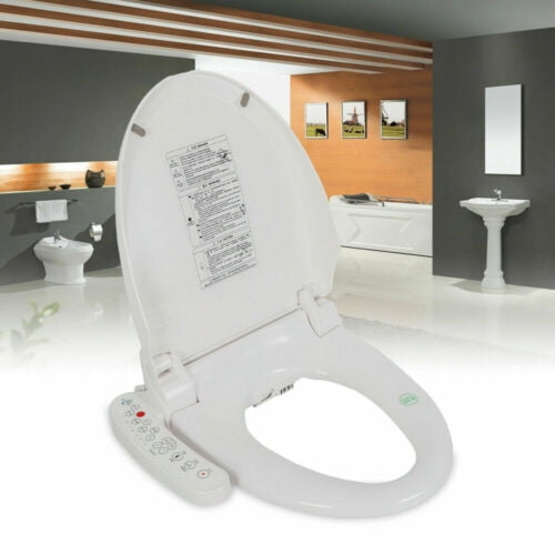 Shzicmy Electric Bidet Toilet Seat Warm Water Smart Heated Adjustable Double Nozzles