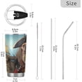 thumbnail image 3 of SKYSONIC Nautical Cat Tumbler Stainless Steel Double Wall Vacuum Reusable Insulated Mug with Straw and Built-in Coaste for Cold and Hot Beverages, 12oz, 3 of 7