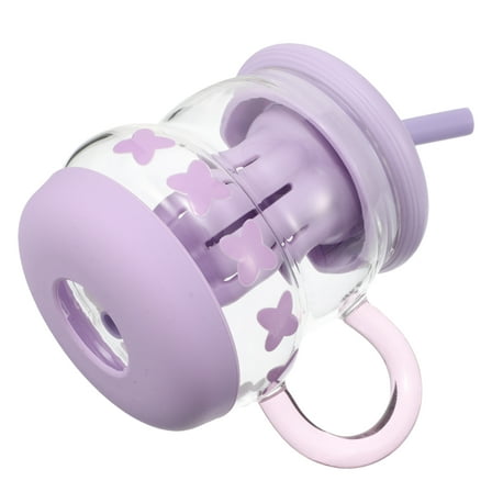 WORGEOUS Multi-Functional Glass Tumbler With Straw Handle And Lid Aesthetic Coffee Mug Kids Milk Cup Cute And Decorative Drinking Glasses