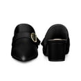 thumbnail image 5 of BLISSFUL STEP Pointed Toe Chunky Heels Mules with Buckle Decor for Women Black 11, 5 of 6