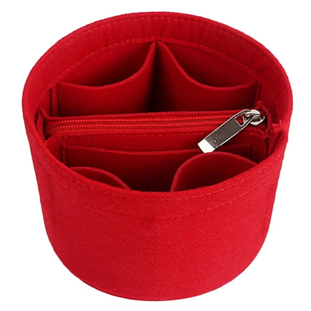 Bolso de mano jinwen Forro de bolso de moda Compartimentos interiores redondos Organizador de bolso de mano Rojo