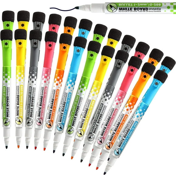 IGUOHAO Dry Erase Markers with Magnetic Caps, Fine Tip, Assorted Colors, 32 Count