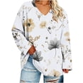 thumbnail image 3 of Nugftut Plus Size Tops for Women Long Sleeve Floral Graphic V Neck Blouses Casual Loose Fit Shirts, 3 of 7