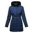 thumbnail image 2 of Ma Croix Womens Winter Lightweight Poly Down Puffer Hooded Parka Coat, 2 of 9