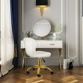 thumbnail image 4 of MU09-WHITE_1_OS Fakefur Makeup/Vanity Chair Golden Leg - Mid-Back Dressing Chair - Adjustable and Swivel Desk Chair Gliders, Desk Chairs White Urban,, 4 of 5
