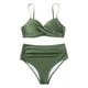 thumbnail image 4 of MKLEKYY Trajes De Baño Mujer Women High Waisted Bikini Sexy Push Up Two Piece Swimsuits Vintage Swimsuit Two Piece Retro Ruched High Waist Print Bikini Set 2727, 4 of 6
