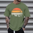 thumbnail image 2 of Rggeeun Men'S T-Shirt Cartoon Elegant Sunset Print Short Sleeve Crew Neck Knit Breathable Relaxed Fit For Club Party Trendy Tee,Army Green,L, 2 of 4