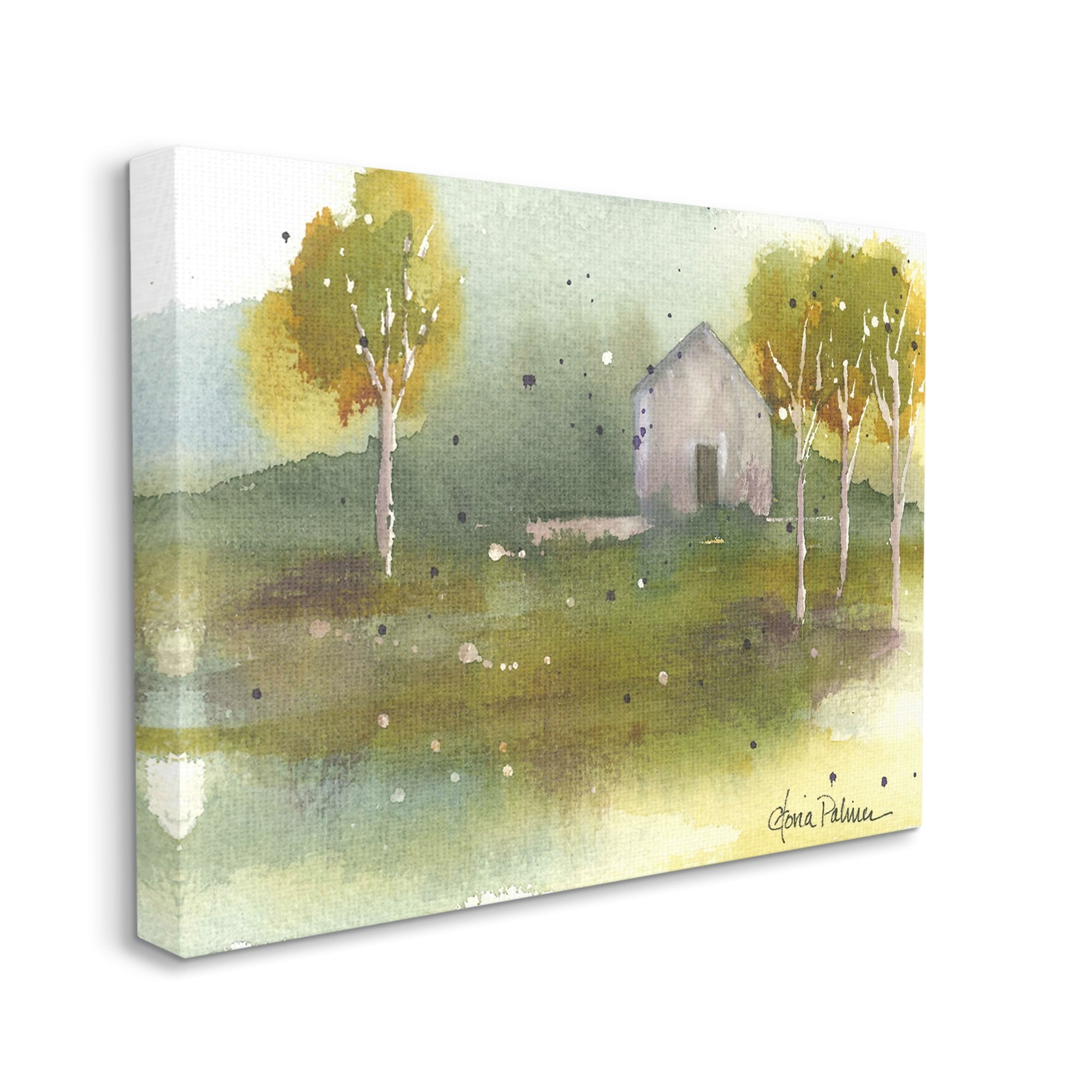 Stupell Industries Countryside Cottage Painting Landscape Painting Gallery Wrapped Canvas Print Wall Art