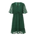 thumbnail image 2 of SAYOO , vestido de chifón de verano para mujer, vestido informal de media manga con cuello en V y estampado de puntos de Color sólido para fiesta SAYOO  Moda, 2 of 9