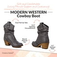 thumbnail image 5 of Charles Albert Modern Western Cowboy Boots for Women Fashion Cowgirl Boots Pull Up Low Heel Mid-Calf Boots, 5 of 7