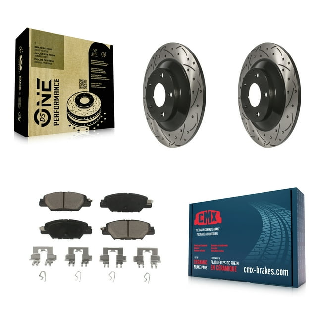 Transit Auto Rear Coated Drilled Slotted Disc Brake Rotors and Ceramic Pads Kit for Car 2016-2024 Mazda CX-5 KDC-100870
