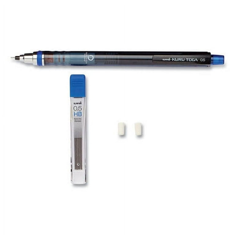 KuruToga Mechanical Pencil, 0.5 mm, HB (#2), Black Lead, Black Barrel - Zuma