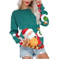 thumbnail image 1 of Chandails de Noël pour Femmes Mode Décontractée Hauts Manches Longues Imprimé de Noël Col Rond Couverture Chandail Chandail Chandails d'Automne en Liquidation, 1 of 4