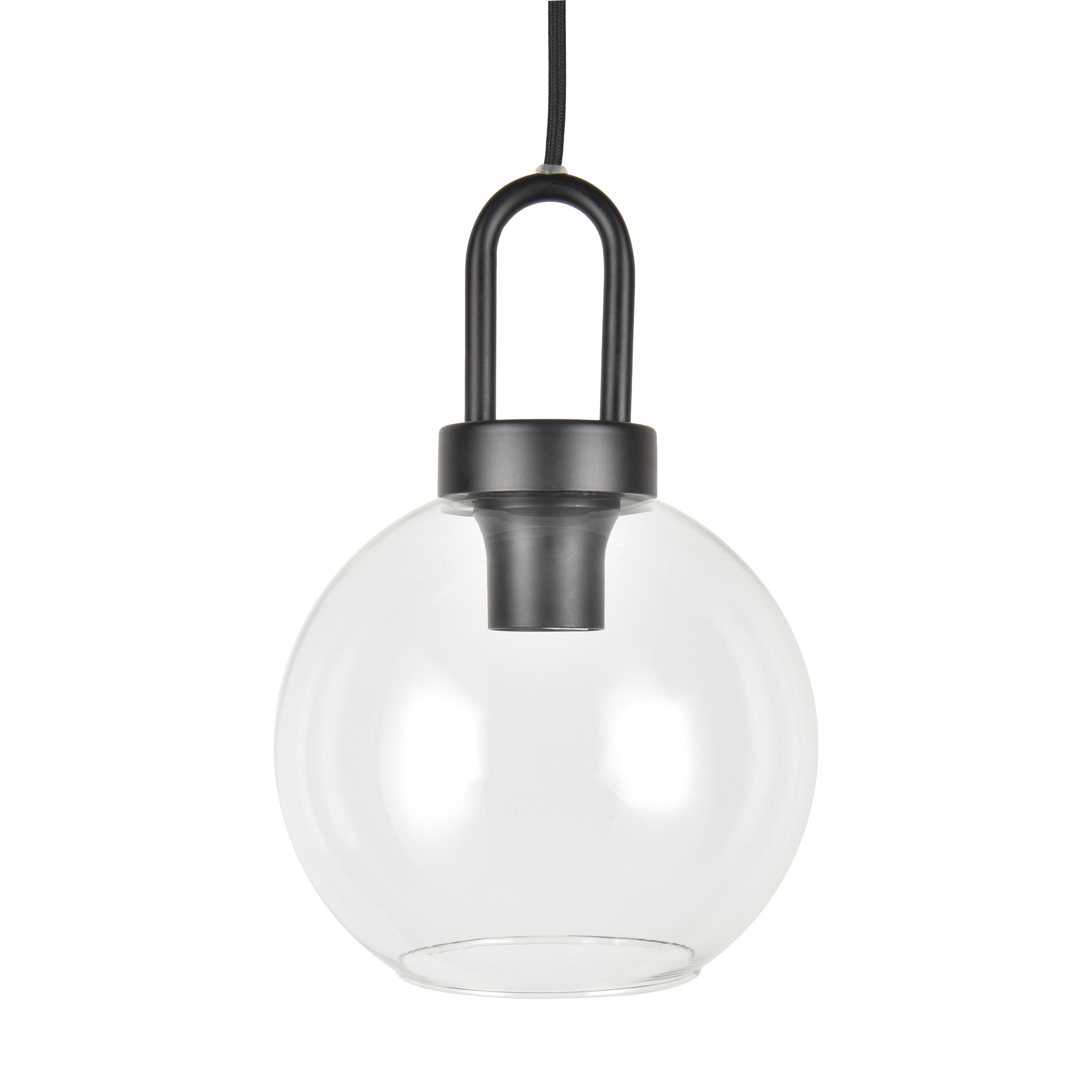 Better Homes & Gardens 59” Black Pendant Ceiling Light, Metal Base Glass Shade, LED Bulb Included