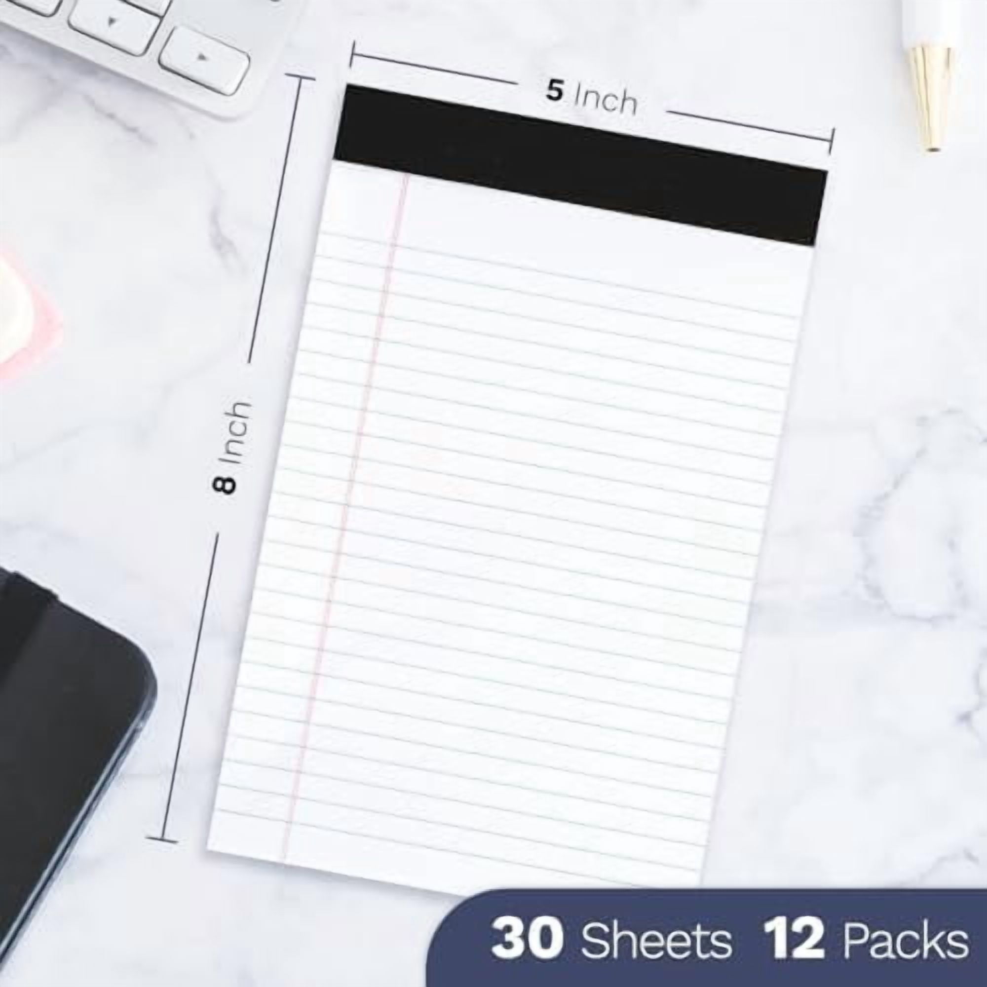 Tekola Note Pads 5x8 12 PCS, Small Legal Pads 5x8 White College Ruled for Work, Perforated White Legal Notepads Lined Paper - 30 Sheets Per Notepad