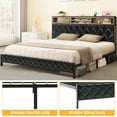 thumbnail image 3 of Dextrus Luxurious King Size Platform Bed Frame with Charging Station, No Need for Box Spring, 3 of 5