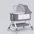 thumbnail image 5 of SLLINGLUO Baby Bassinet with Wheels, 5-Level Height Adjustable Folding Bedside Crib, Light Gray, 5 of 8