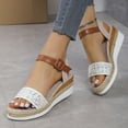 thumbnail image 6 of Ruyang Womens Fashion Summer Sequins Decorative Open Toe Buckle Wedge Heel Thick Sole Sandals Small Wedge Sandals for Women, 6 of 9