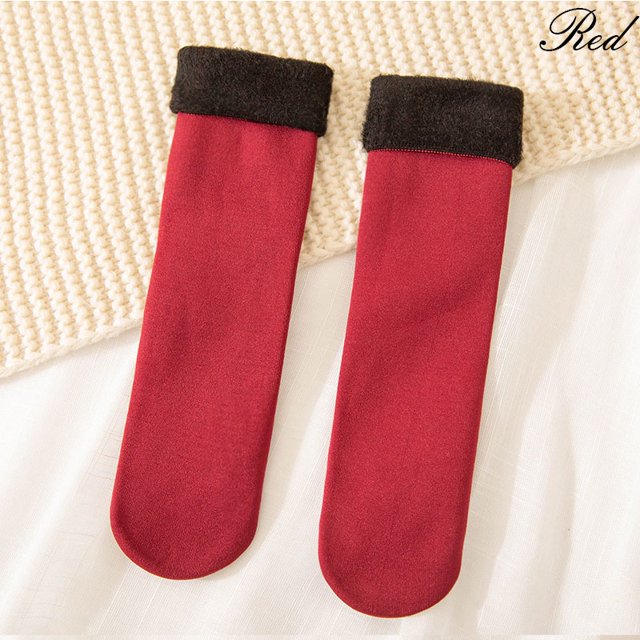 Calcetines Térmicos De Terciopelo Para Mujeres Espesor De Invierno Suaves Casuales De Color Sólido De Lana Cachemira En Casa De Nieve Pisopangjing