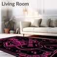 thumbnail image 2 of ODIKA 3'x5' Machine Washable Non-Slip Area Rug, Haunting Undead Musician Bones Playing Guitar Artistic Design High Traffic Rug, Black, 703932, 2 of 7
