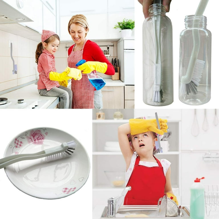 2pcs Cleaning Brushes, Multi-Purpose Right Angle Brush Scrubbing Kitchen Bathroom Deep Cleaning Edge Corner Crevices Grout Scrub Dish Pot Sink