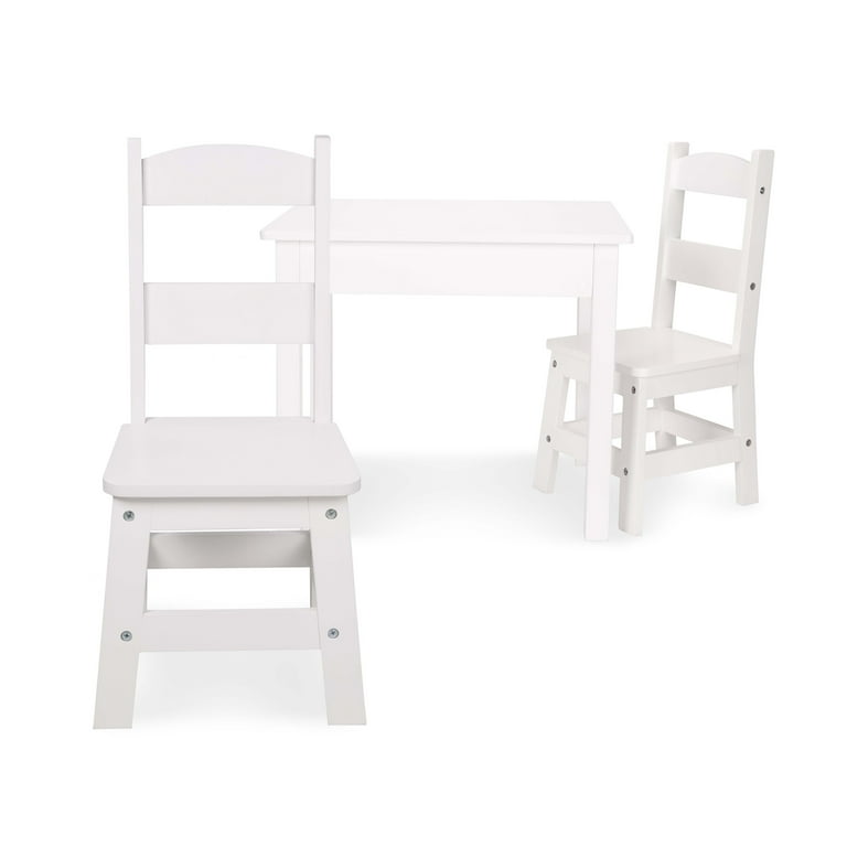 Melissa Doug Wooden Kids Table and 2 Chairs Set White