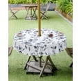 thumbnail image 4 of Hokiten Outdoor Tablecloths with Umbrella Hole & Zipper, Navy Blue Spring Floral Round Tablecloths 60 Inch, Summer Botanical Pastoral Watercolor Waterproof Table Cloth, Patio/Pool Table Covers, 4 of 7