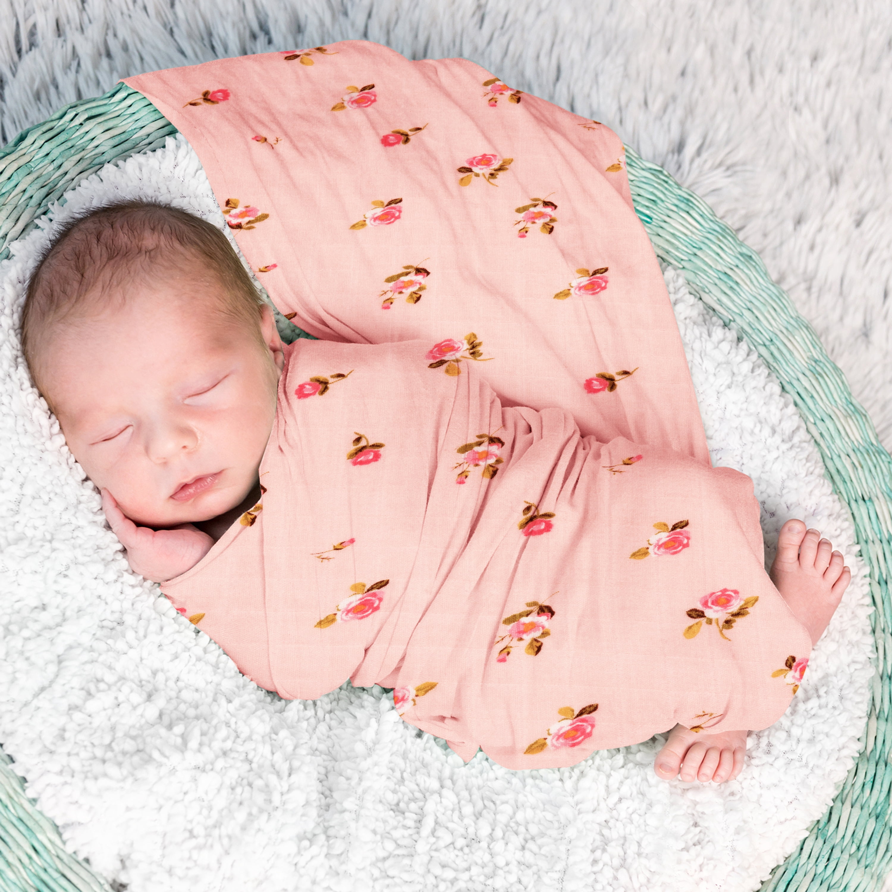 Boritar Baby Swaddle Blanket 100% Cotton 47x47" Muslin Sleeping Swaddle 