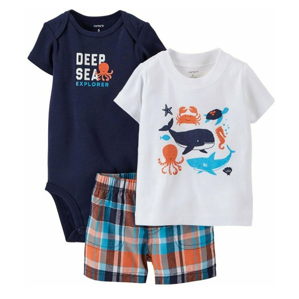 Carter's Baby Boys 3 Piece Nautical "Deep Sea Explorer" Tee, Bodysuit