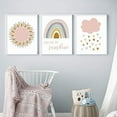 thumbnail image 2 of Fymlhomi Boho Pink Rainbow Clouds You are My Sunshine Nursery Poster Canvas Painting Print Girl Wall Art Picture for Kids Room Home Decor-40x50cmx3 No Frame, 2 of 5