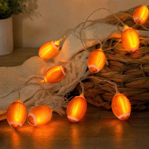 Football Lights String-6.56Ft 10 Lights Sports Themed Decor Lights for Indoor Outdoor Party Birthday Decorations, Football Lovers Gift