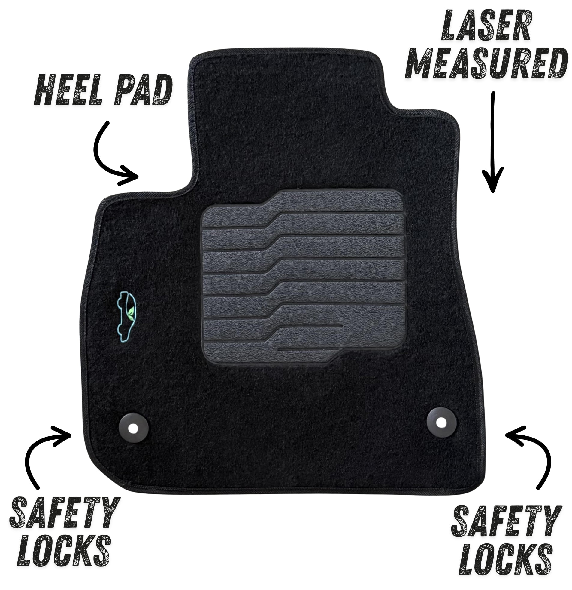 ecoMats Carpet Floor Mats Fit for 2016 to 2025 Chevrolet Malibu, with Driver Non-Slip Heel Pad and Safety Locks, Front and Rear, Black