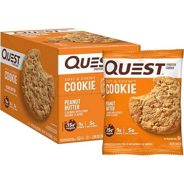 Quest Nutrition Peanut Butter Protein Cookie, 1g Sugar, 15g Protein, 5g Net Carbs, 12 Count