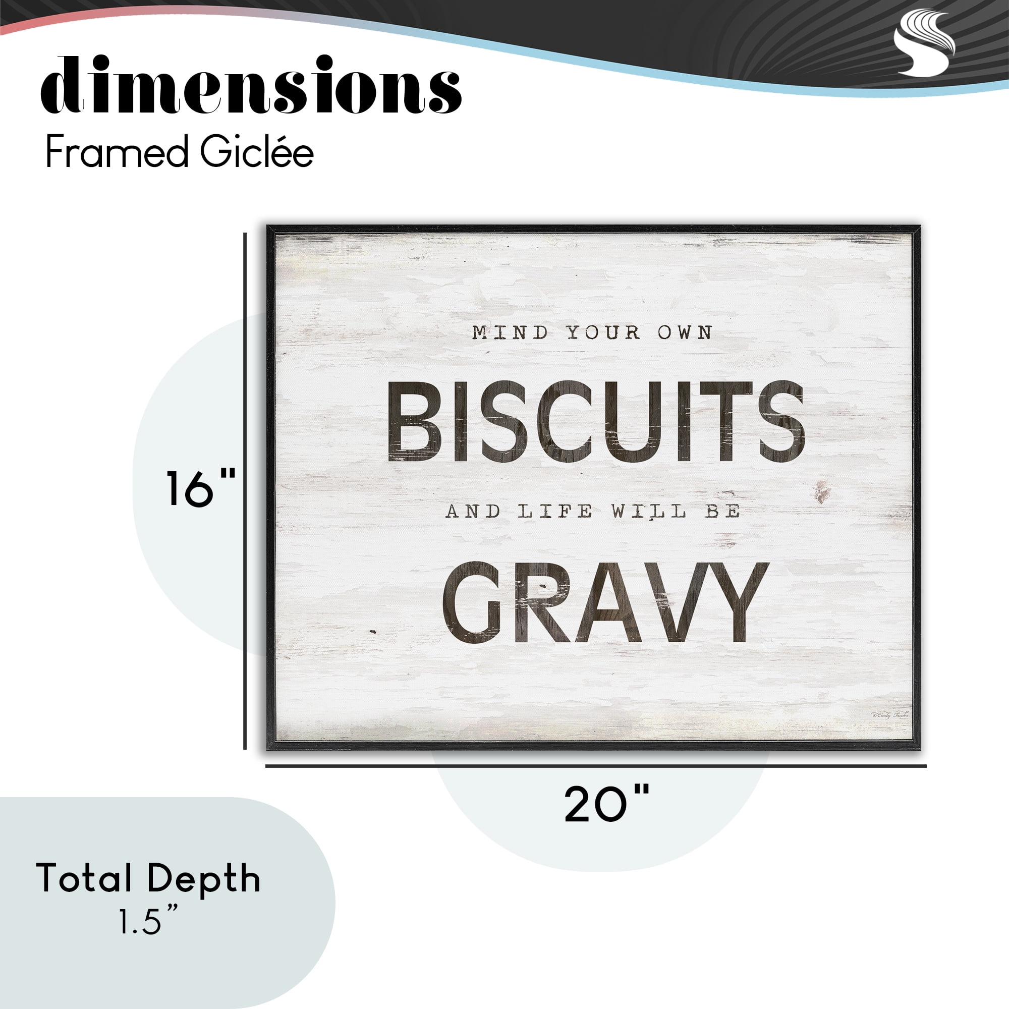 Stupell Industries Mind Your Biscuits Life Is Gravy Black Framed Giclee Art, design by Cindy Jacobs