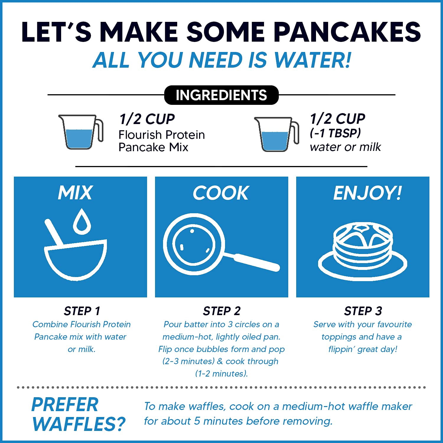 Flourish Mix Pancake & Waffle Vanilla Protein 16 oz (Pack of 8)