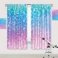thumbnail image 5 of Girly Blue Purple Teal Curtains 42W x 63L Inch Rod Pocket Not Glitter Colorful Pink Spot Girls Bedroom Decor Ombre Turquoise Dots Mermaid Princess Living Room Window Drapes Fabric 2 Panel, 5 of 6