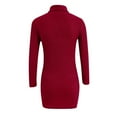 thumbnail image 5 of Tiqkatyck Winter Dresses for Women 2024 Clearance Womens Casual Long Sleeve Jumper Turtleneck Sweaters Dress for Photos Red, 5 of 5
