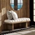 thumbnail image 3 of Bella 52" Upholstered Modern Accent Bench Ivory White Boucle, 3 of 10