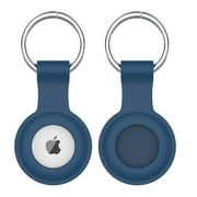 For Apple AirTag Portable Protector Case Cover with 5 Pcs Screen Protector Film , Soatuto Silicone Shock-Proof Full Protection Keychain Accessory for Apple Airtags Locator Tracker Device - Blue+5 Pcs