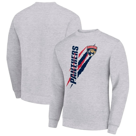 Men's Starter Heather Gray Florida Panthers  Color Scratch Pullover Sweatshirt