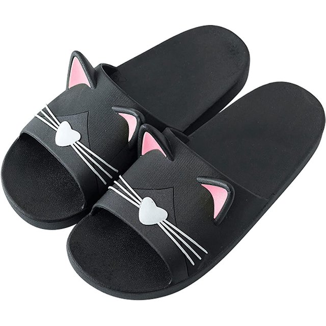 Zapatillas de casa para mujer, sandalias antideslizantes para la ducha y el baño, para verano, para playa y piscina, para niñas, color negro