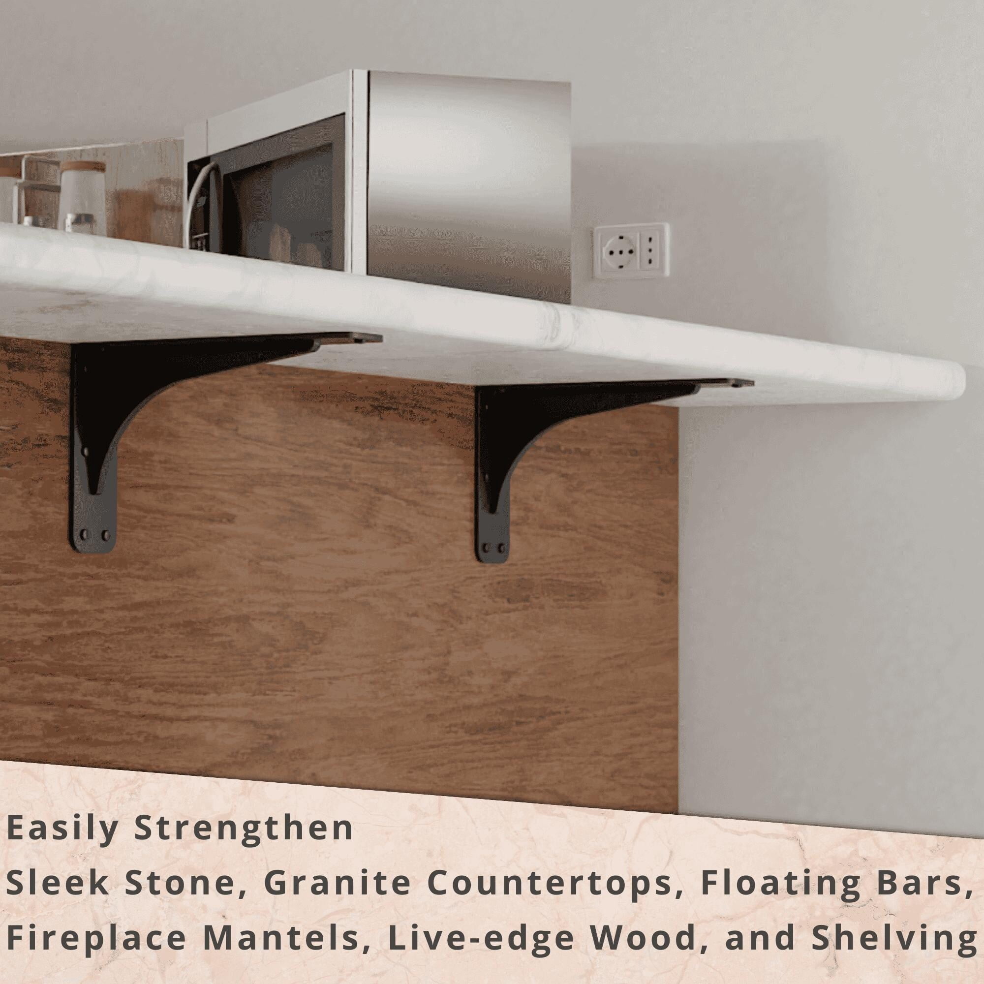 Gladiator Solid Heavy Duty Welded 500 Lb Low Profile Granite Countertop Support Shelf Brackets Floating Shelf Discrete Slim 500 LB Capacity (2 Pack) (7" x 11" x 2.5")