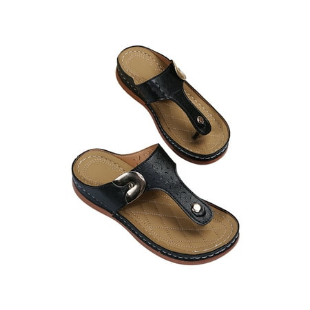 

Audeban Sandals for Women Casual Wedges Slide Sandals T Strap Flip Flops Sandals Summer Slippers