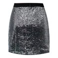 thumbnail image 5 of Daznico Sequin Short Skirt with Asymmetrical Hemline Sparkly Glitter Party Wear High Waist Elastic Waistband Elegant Clubwear Night Out Mini Skirt Comfort Fit,Mardi Gras Clothing,Mardi Gras Ski,XL, 5 of 8