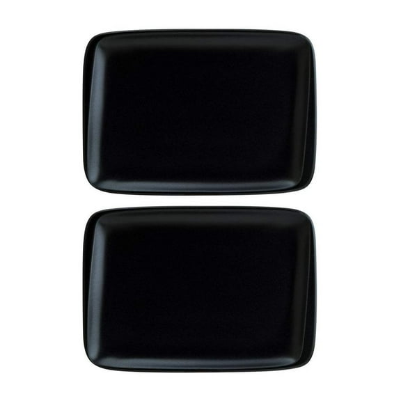 Notte 9" x 6" Rectangular Black Vitrified Plate (Set of 2)