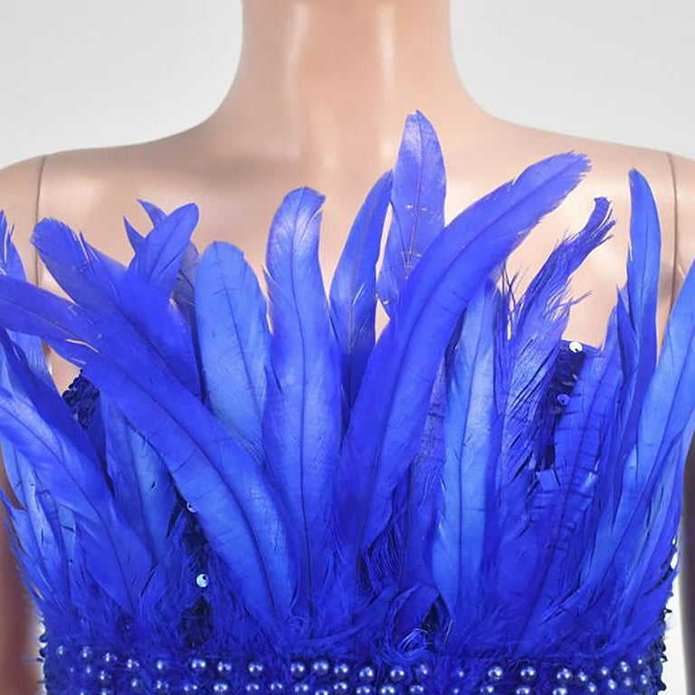 Strapless Homecoming Dress for Women Sparkly Glitter Feather Bodycon Mini  Dress Birthday Party Prom Night Dresses Blue XL - Walmart.com