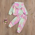 thumbnail image 7 of Bagilaanoe Toddler Baby Girl Long Pants Set Tie Dye Print Long Sleeve Hoodies Pullover Tops + Sweatpants 12M 18M 24M 3T 4T 5T 6T Kids Casual Sweatsuits, 7 of 7